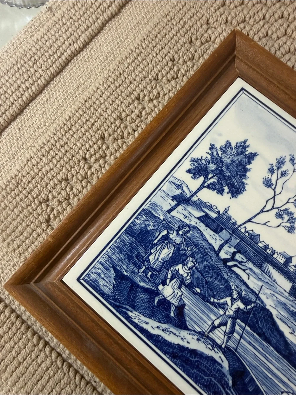 Vintage Delft Blue Naarden Holland 2-Tile Framed Wall Art